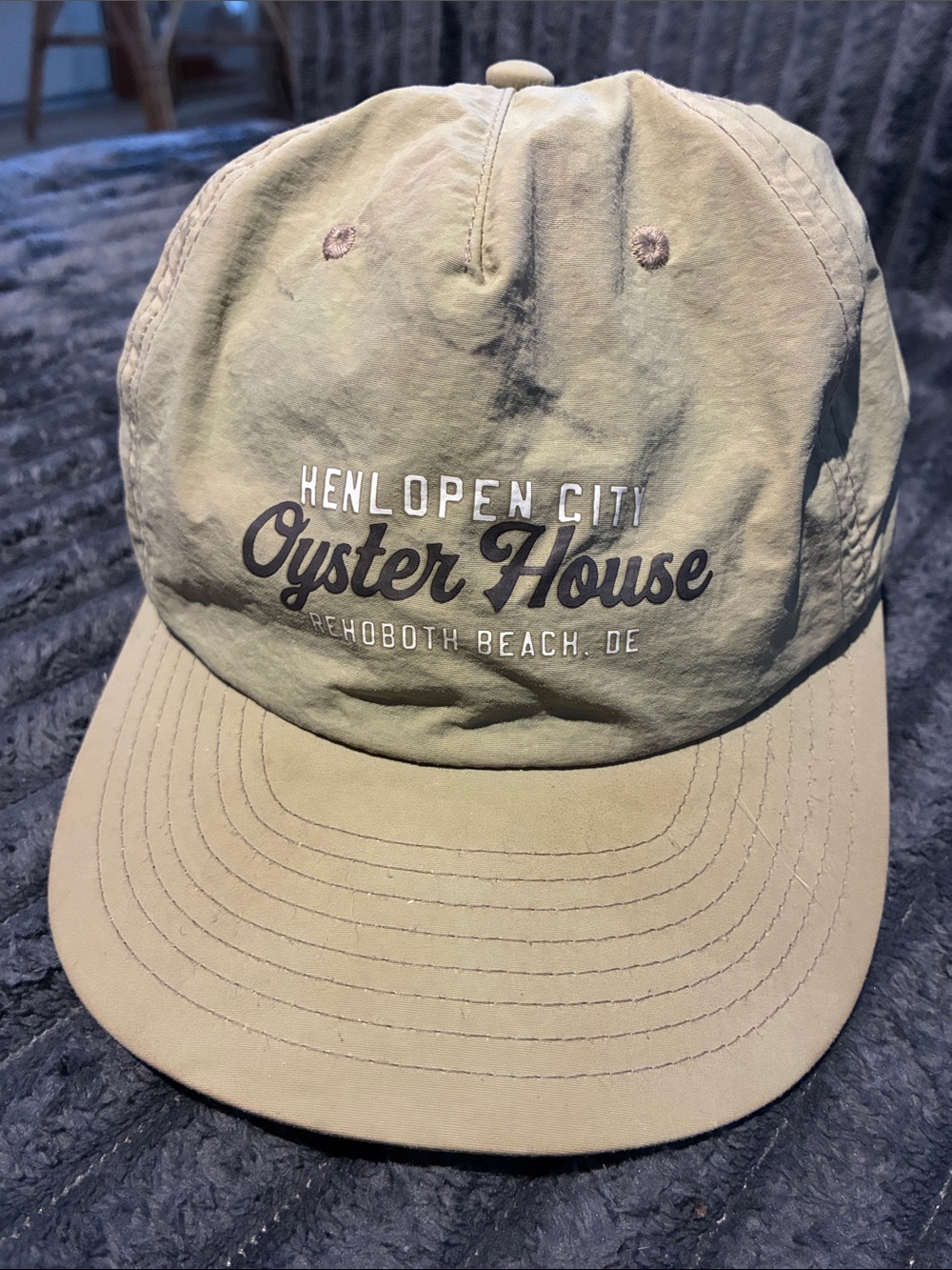 Henlopen City Oyster House Rehoboth Beach Logo Baseball Cap - Olive